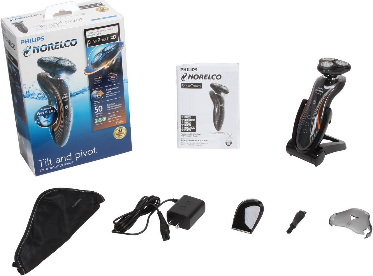 Alt view image 7 of 7 - Philips Norelco 1160X/40 SensoTouch wet and dry electric razor DualPrecision heads 2-way flexing heads with Precisio