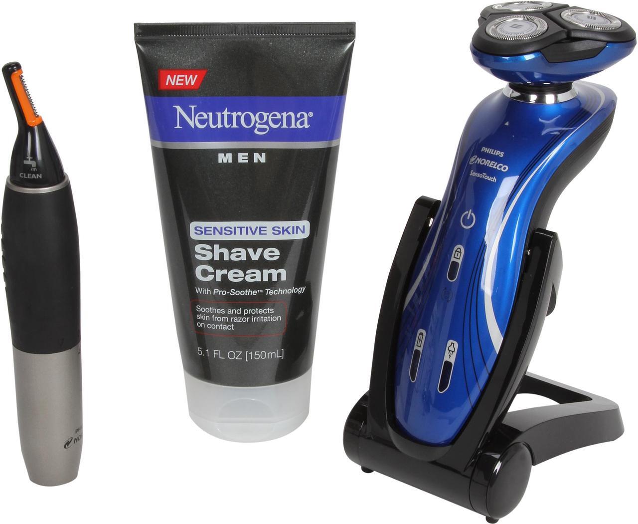Main image of Philips Norelco 1150X/40HP SensoTouch 2D electric razor with bonus  NT9110 Precision Nose and Ear Hair Trimmer and Neutrogena Men Sensitive Skin Shave Cream 5.1 oz. (Limited Edition)