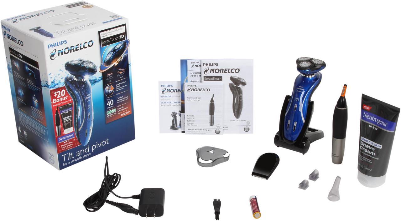 Alt view image 8 of 8 - Philips Norelco 1150X/40HP SensoTouch 2D electric razor with bonus  NT9110 Precision Nose and Ear Hair Trimmer and Neutrogena Men Sensitive Skin Shave Cream 5.1 oz. (Limited Edition)