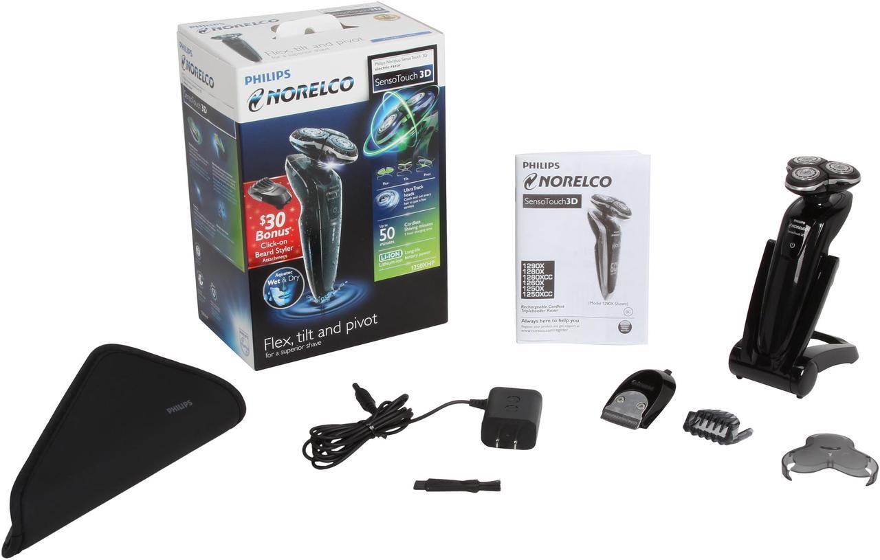 Alt view image 8 of 8 - Philips Norelco Series 8000 1250X/40HP SensoTouch 3D electric razor with bonus RQ111 Click-On Beard Styler / Precision Trimmer (Limited Edition)