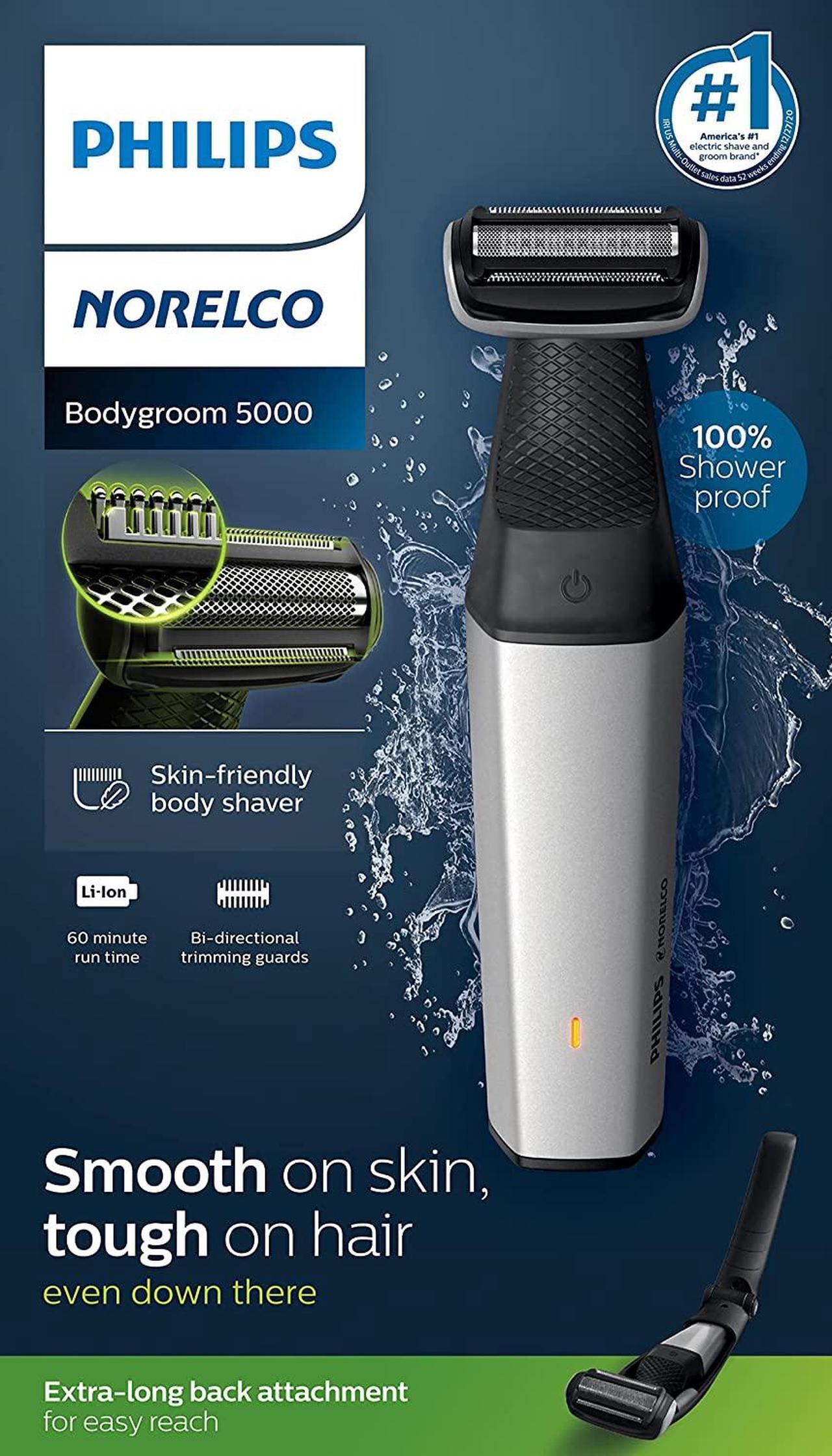 Alt view image 13 of 14 - Philips Norelco Bodygroom Series 5000 Showerproof Body Trimmer for Men with Back Attachment, BG5025/40