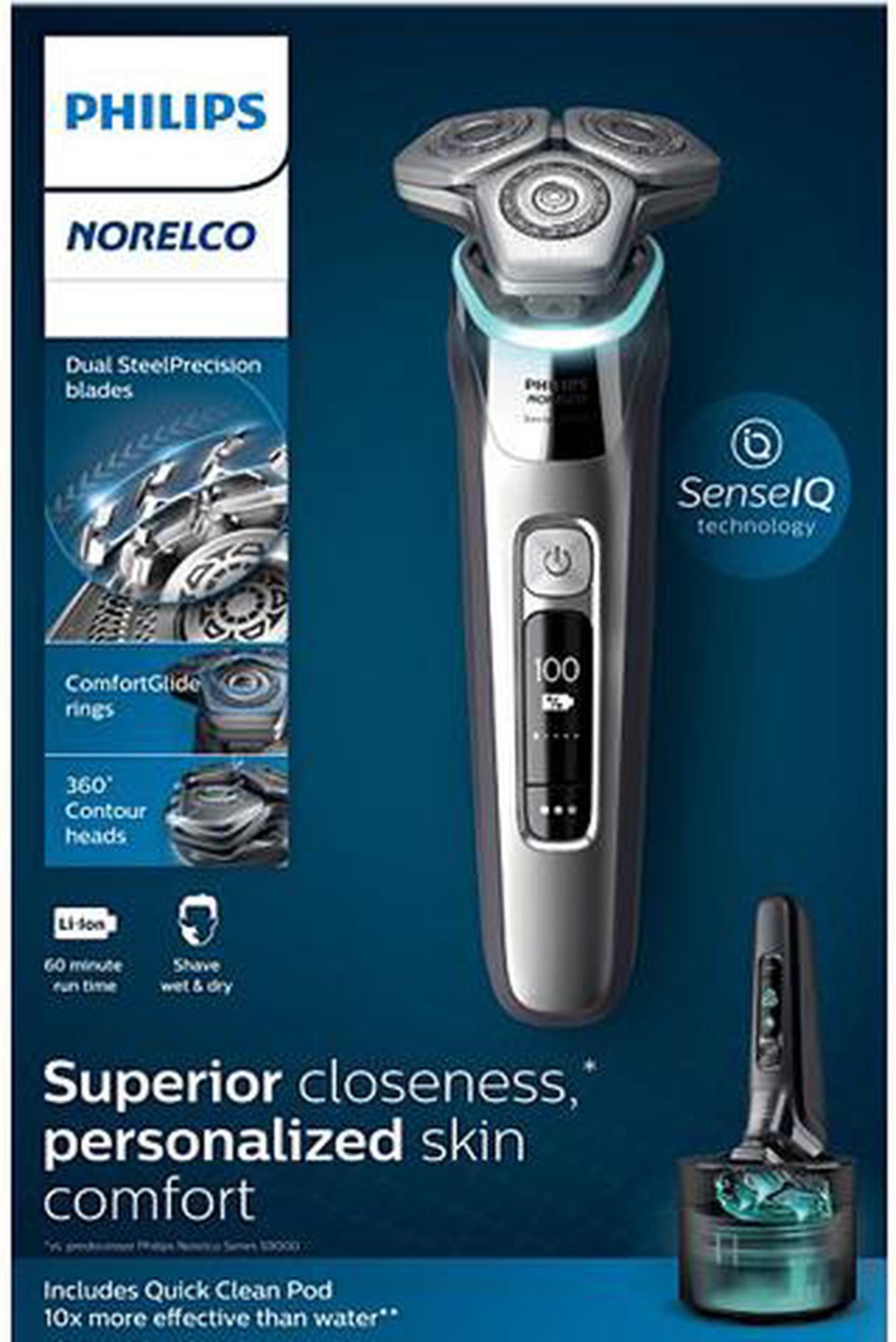 Alt view image 9 of 10 - Philips Norelco S9985/84 9500 Rechargeable Wet & Dry Electric Shaver with Quick Clean, Travel Case, Pop up Trimmer