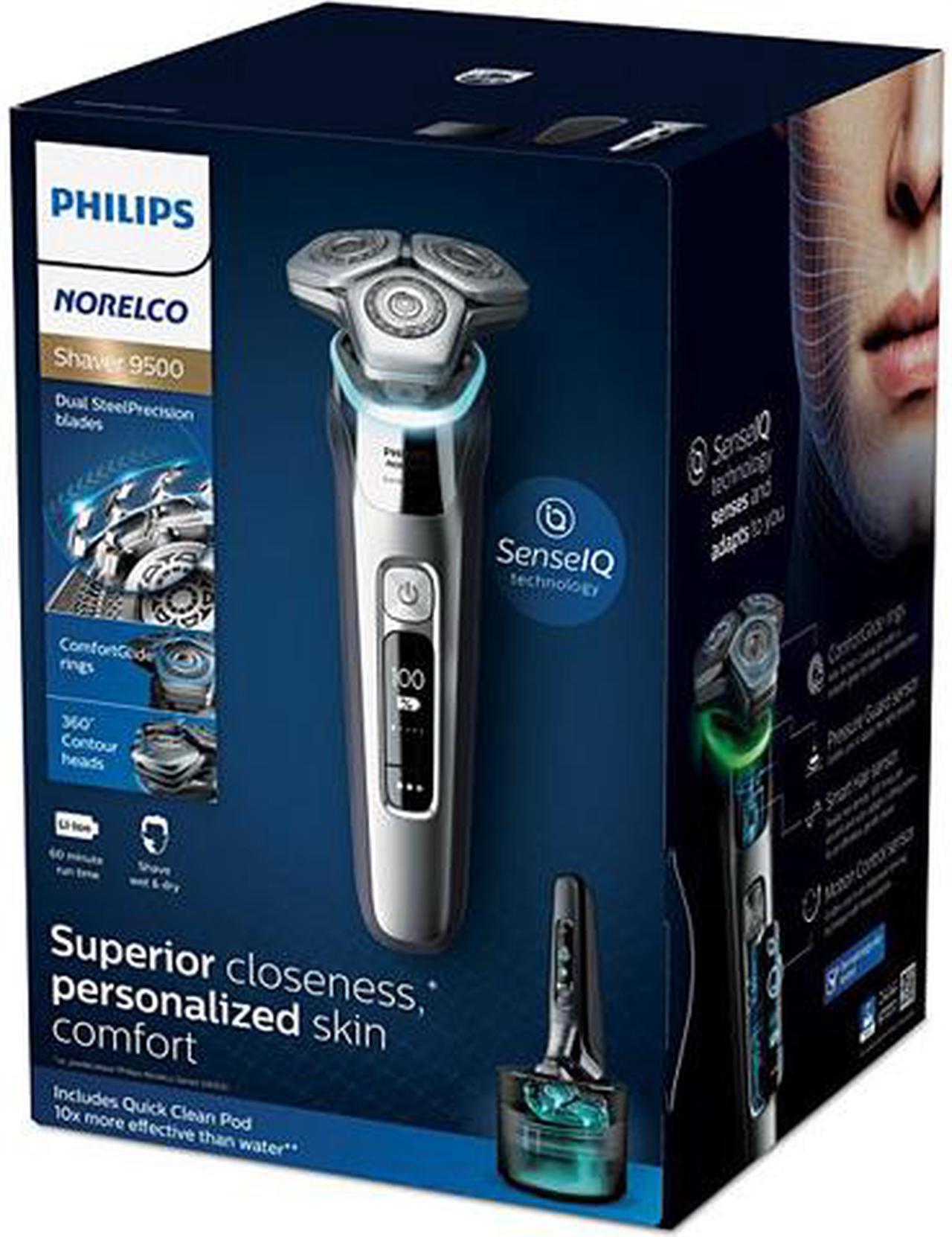 Alt view image 10 of 10 - Philips Norelco S9985/84 9500 Rechargeable Wet & Dry Electric Shaver with Quick Clean, Travel Case, Pop up Trimmer