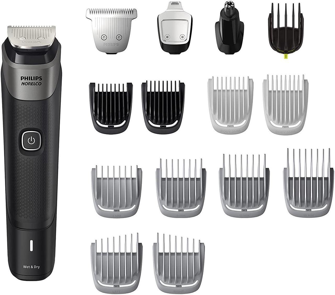 Alt view image 7 of 10 - Philips Norelco Multigroom Series 5000 18 Piece, Beard Face, Hair, Body Hair Trimmer for Men - NO BLADE OIL MG5910/49
