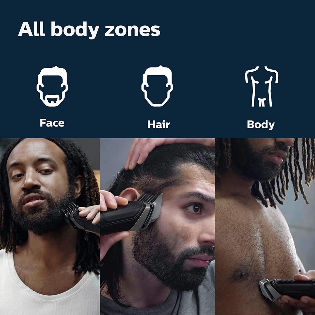 Alt view image 10 of 10 - Philips Norelco Multigroom Series 5000 18 Piece, Beard Face, Hair, Body Hair Trimmer for Men - NO BLADE OIL MG5910/49