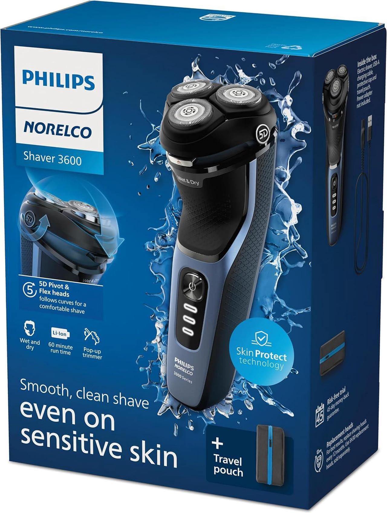 Alt view image 12 of 12 - Philips Norelco Shaver 3600, Rechargeable Wet & Dry electric shaver with Pop-Up Trimmer and Storage Pouch