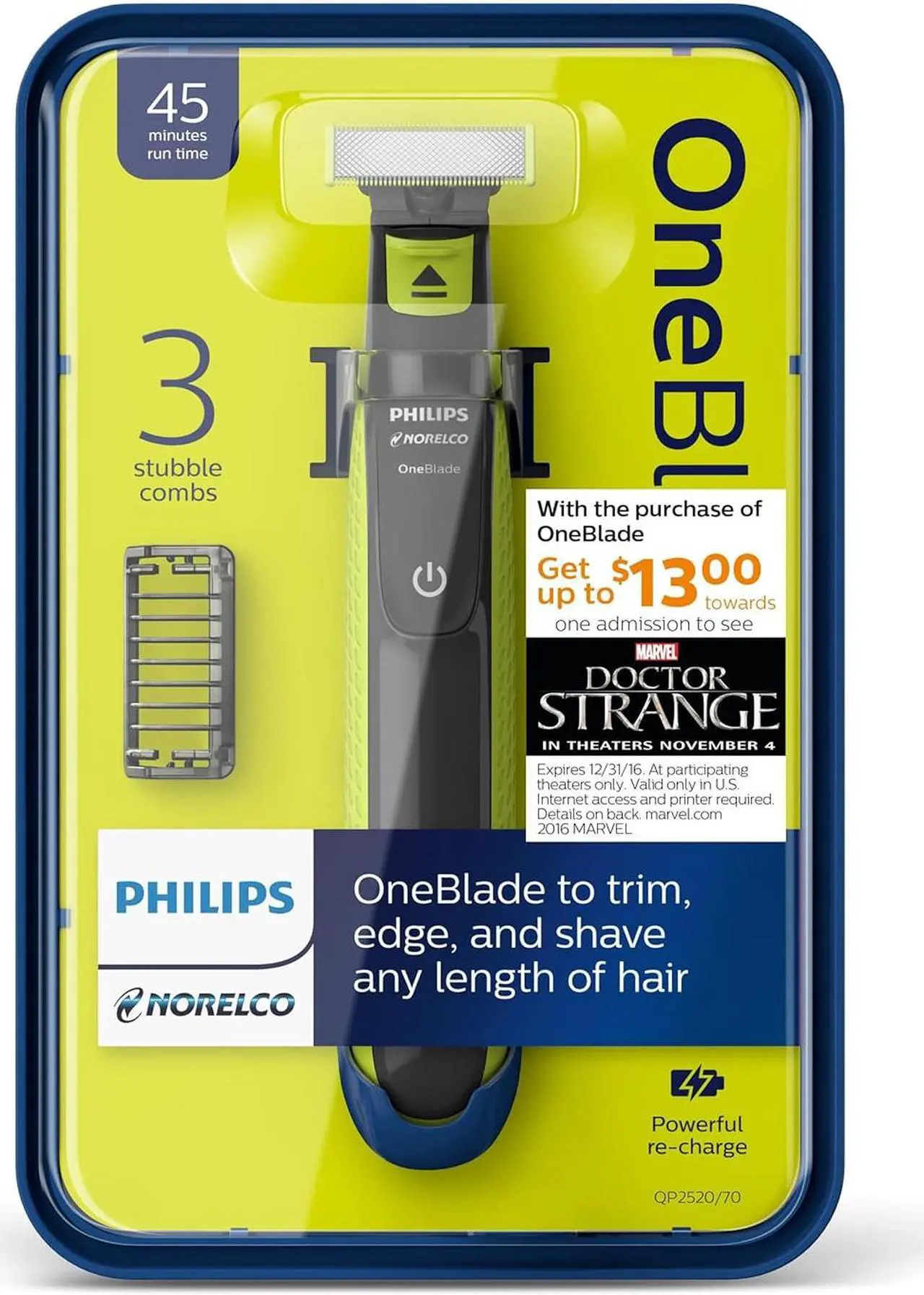 Main image of Philips Norelco OneBlade Original Face, Electric Razor and Styler, QP1424/70