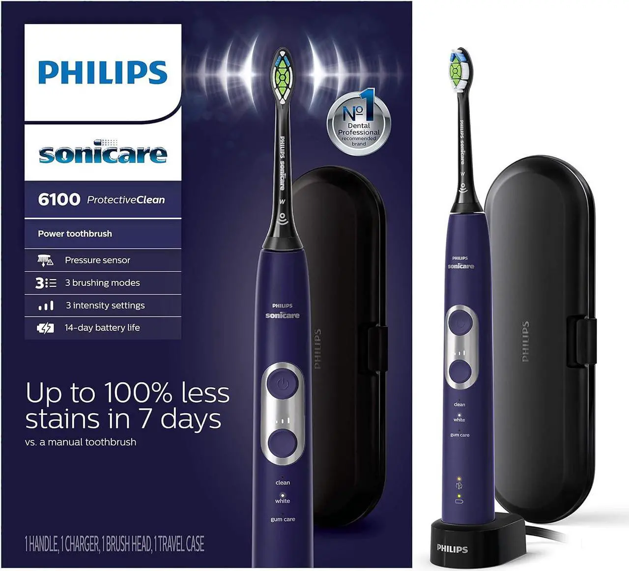 Main image of Philips Sonicare ProtectiveClean 6100 Rechargeable Toothbrush, Deep Purple, (HX6471/03)