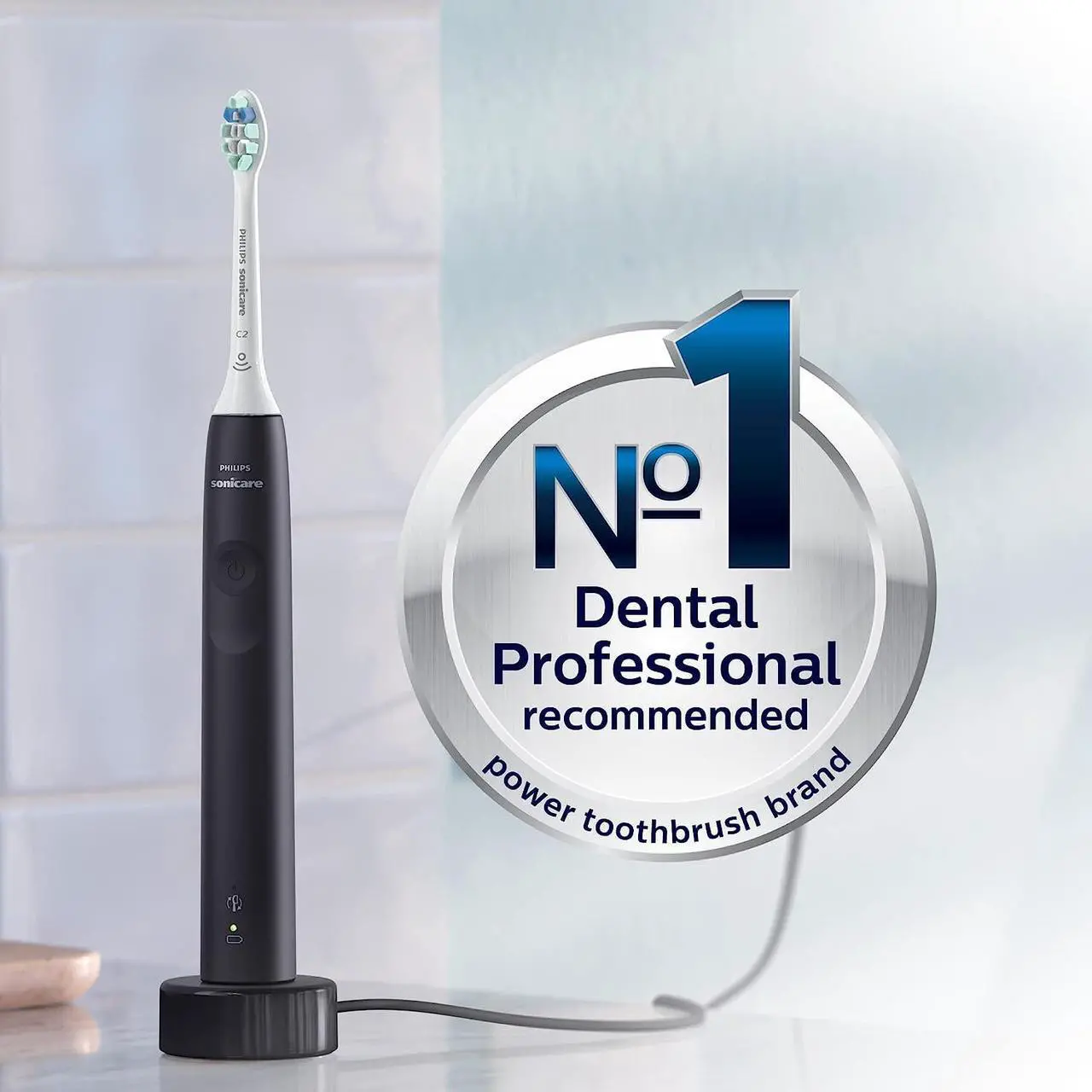Alt view image 6 of 12 - Philips Sonicare 4100 Power Toothbrush, Rechargeable Electric Toothbrush with Pressure Sensor, Black (HX3681/24)
