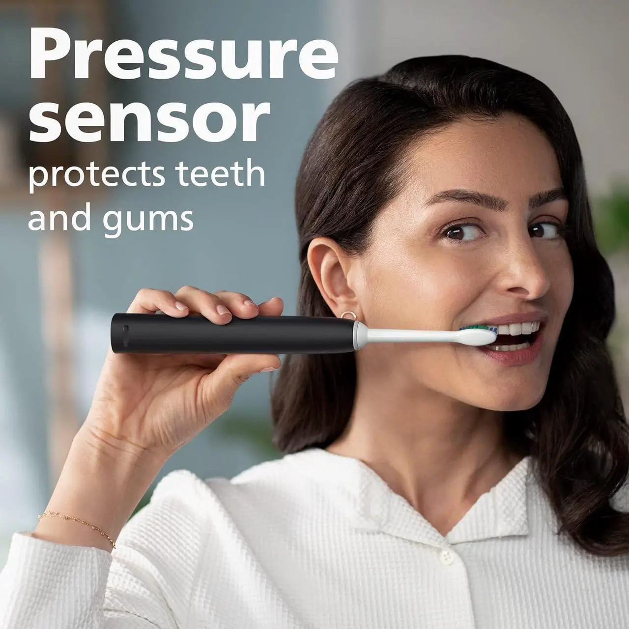 Alt view image 4 of 12 - Philips Sonicare 4100 Power Toothbrush, Rechargeable Electric Toothbrush with Pressure Sensor, Black (HX3681/24)