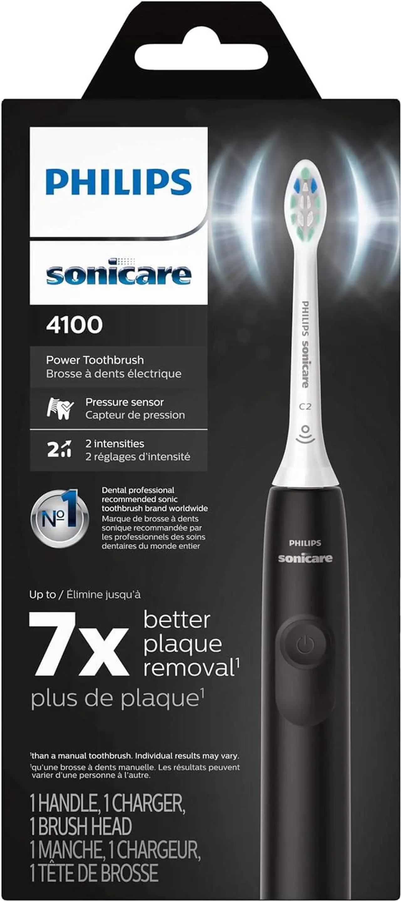 Alt view image 12 of 12 - Philips Sonicare 4100 Power Toothbrush, Rechargeable Electric Toothbrush with Pressure Sensor, Black (HX3681/24)