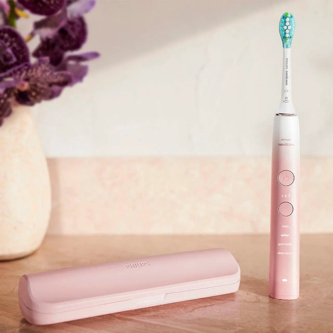 Alt view image 3 of 6 - Philips Sonicare 9000 Special Edition Rechargeable Toothbrush, Pink/White, (HX9911/90)