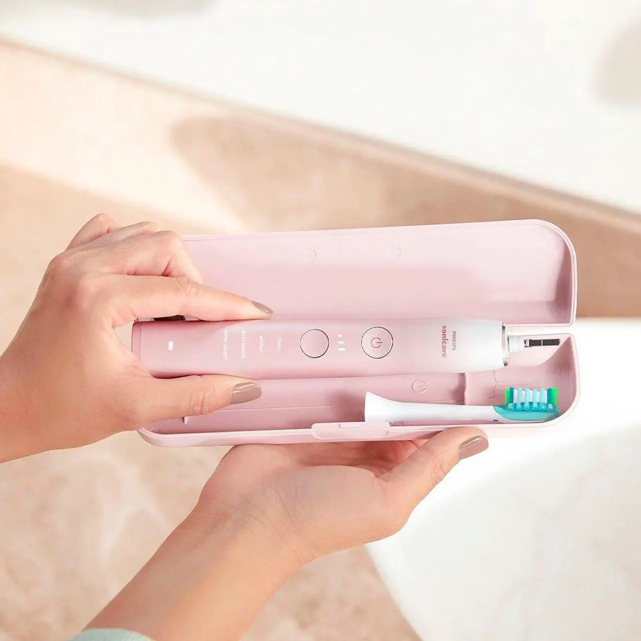 Alt view image 4 of 6 - Philips Sonicare 9000 Special Edition Rechargeable Toothbrush, Pink/White, (HX9911/90)
