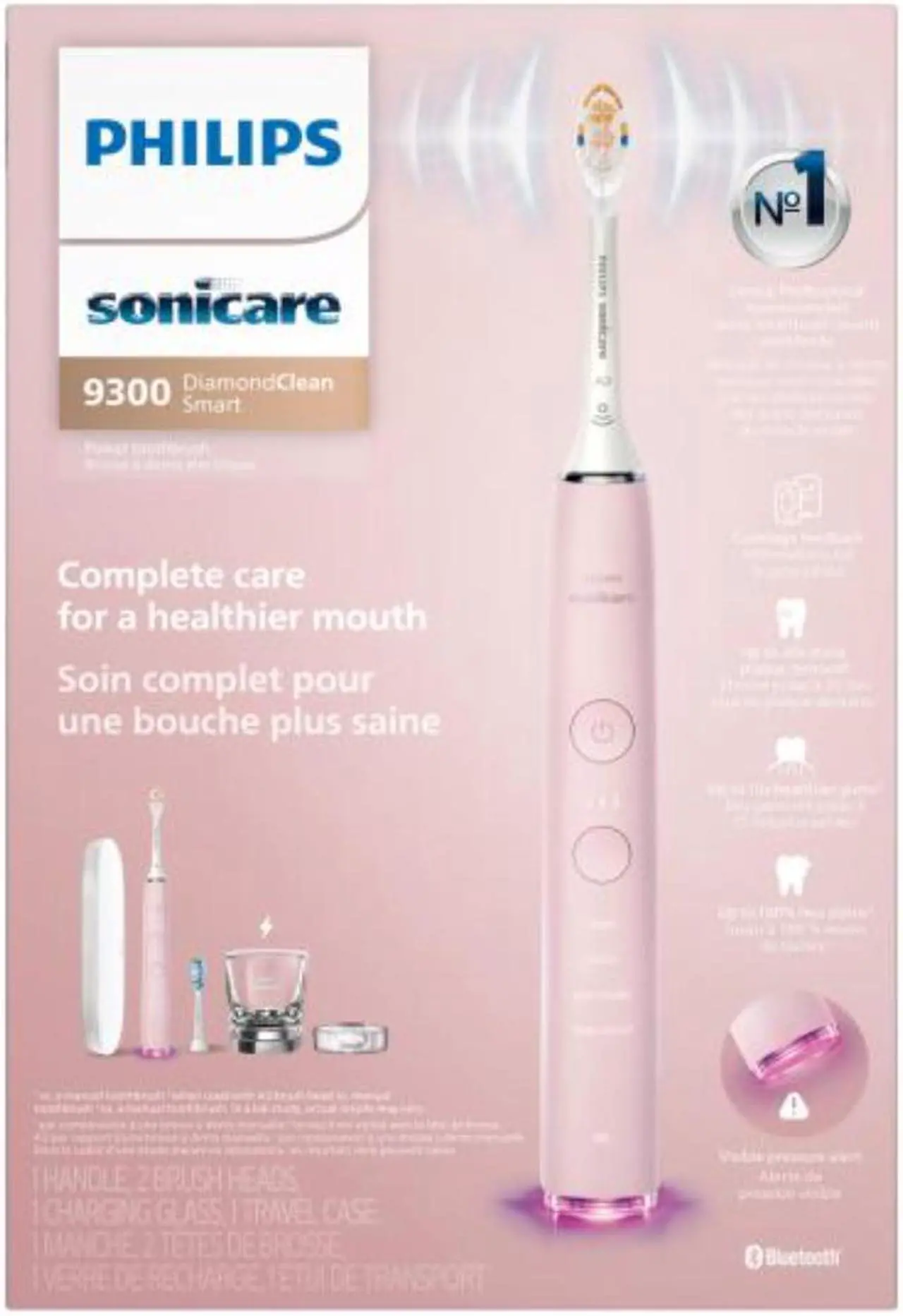 Alt view image 13 of 13 - Philips Sonicare DiamondClean Smart 9300 Electric Toothbrush, Sonic Toothbrush with App, Pressure Sensor, Brush Head Detection, 4 Brushing Modes and 3 Intensity Levels, Pink, (HX9903/25)