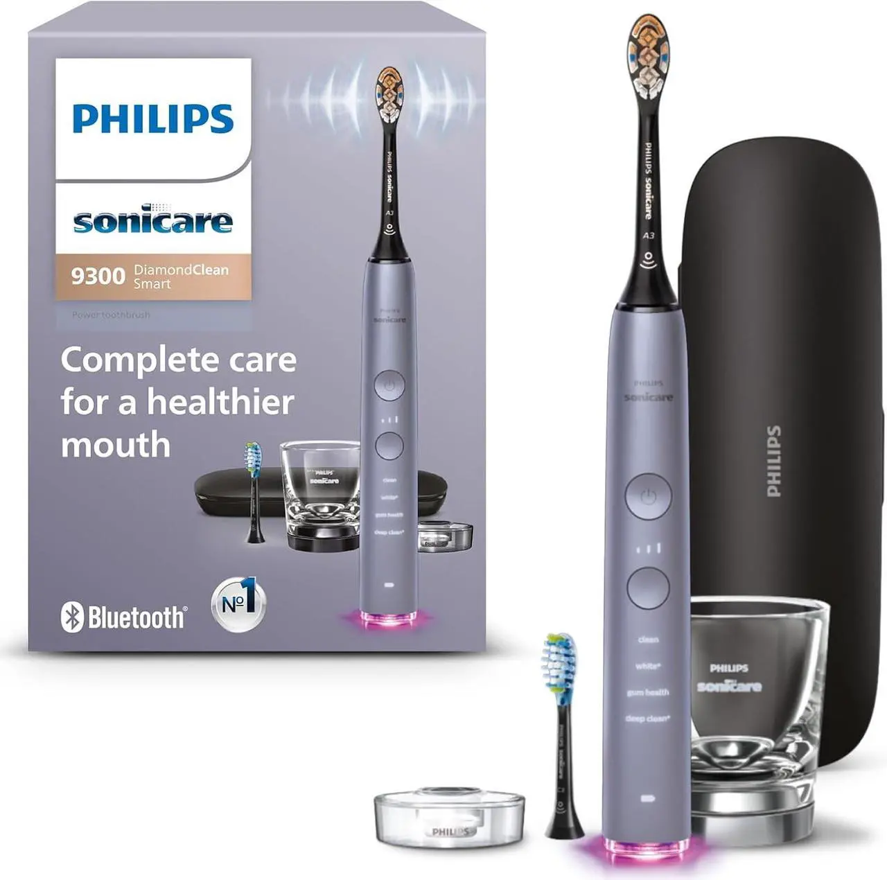 Main image of Philips Sonicare DiamondClean Smart 9300 Electric Toothbrush, Sonic Toothbrush with App, Pressure Sensor, Brush Head Detection, 4 Brushing Modes and 3 Intensity Levels, Grey, Model HX9903/45