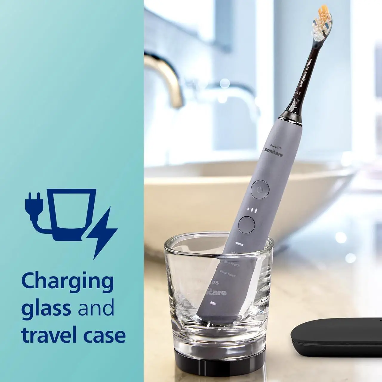 Alt view image 7 of 8 - Philips Sonicare DiamondClean Smart 9300 Electric Toothbrush, Sonic Toothbrush with App, Pressure Sensor, Brush Head Detection, 4 Brushing Modes and 3 Intensity Levels, Grey, Model HX9903/45