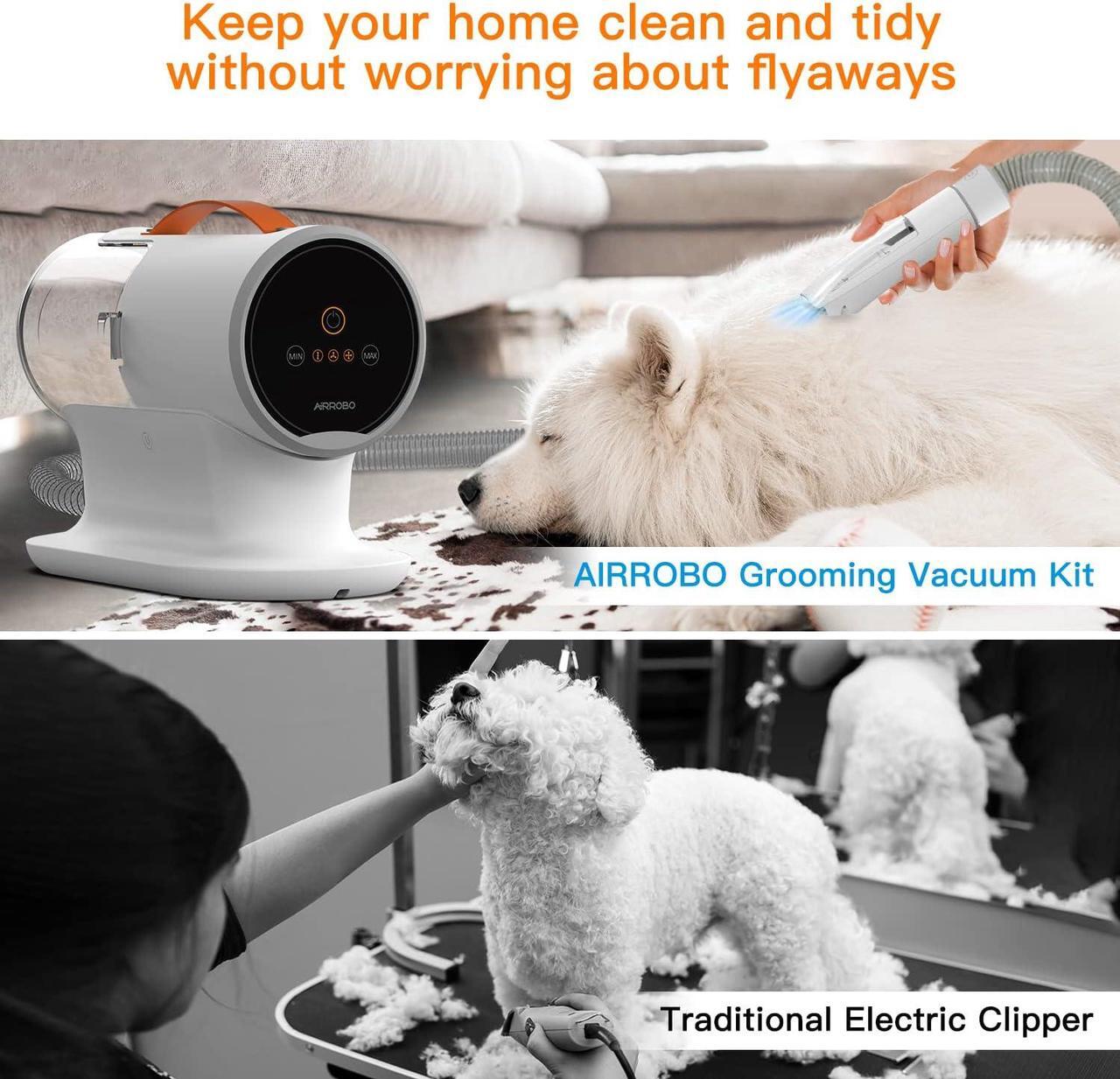 Alt view image 4 of 9 - AIRROBO PG100 Pet Grooming Vacuum (12000pa Suction) 5 Grooming Tools, 2L Dust Cup