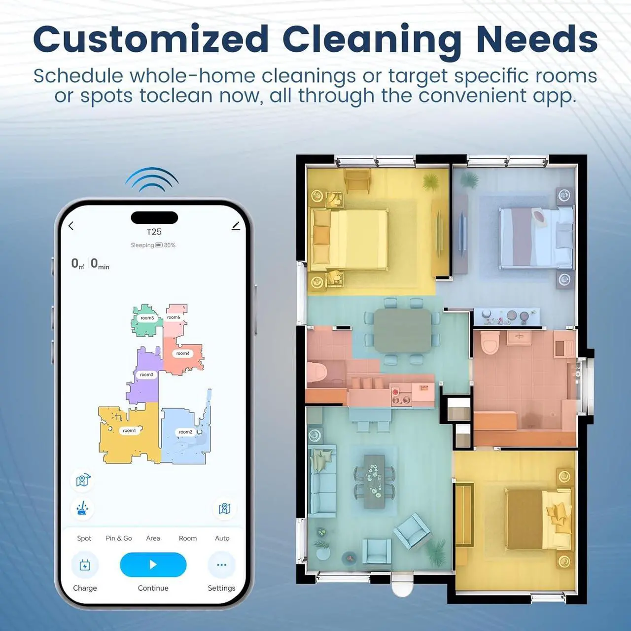 Alt view image 8 of 8 - AIRROBO L50+ Robot Vacuum and Mop (5500Pa Suction) Auto-Empty Station, 60-Day Capacity, Home Mapping, Voice/App Control, LiDAR Navigation, 240min Runtime