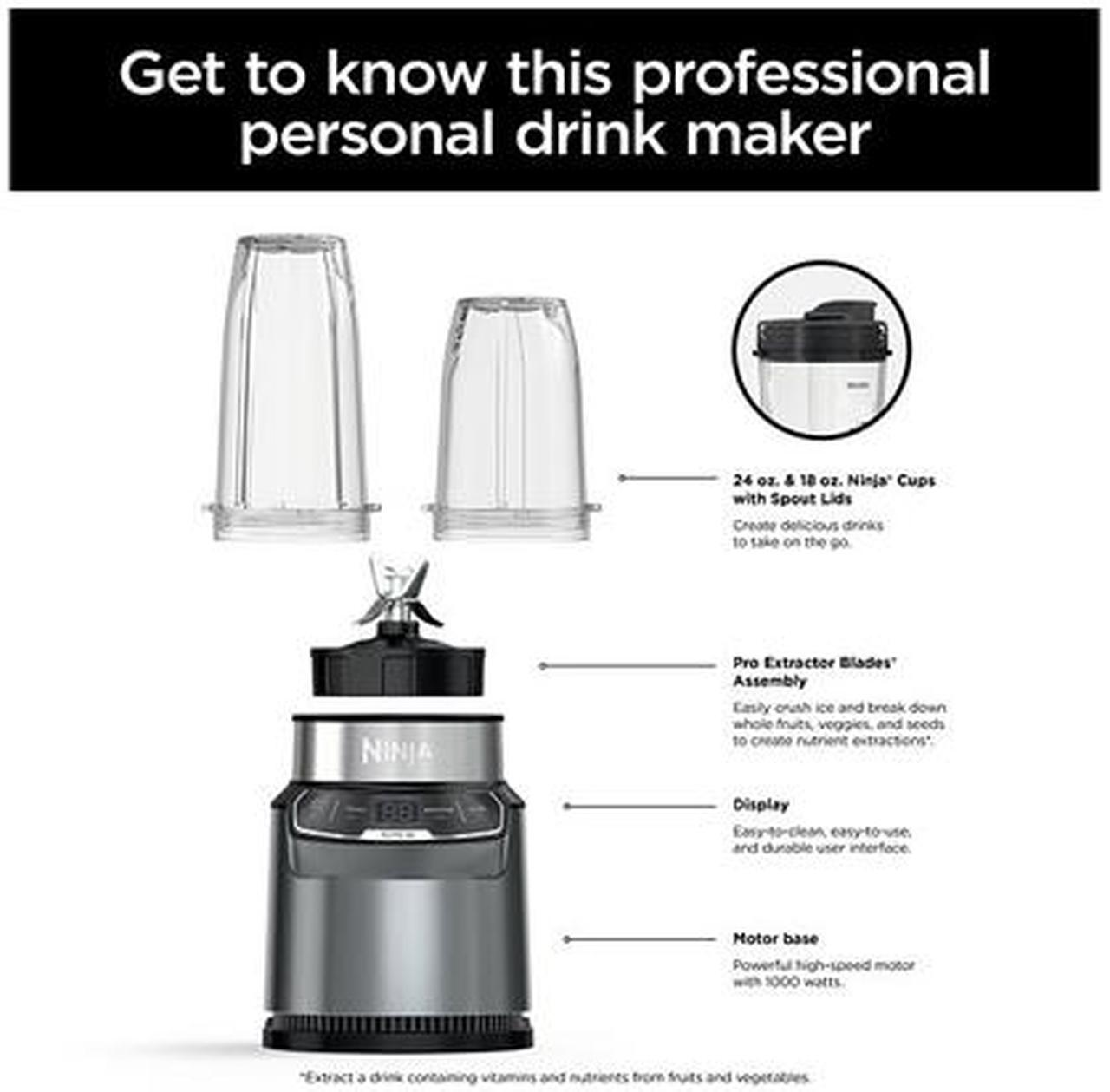 Alt view image 3 of 6 - Ninja Nutri-Blender Pro with Auto IQ, 1000 Watts, Personal Blender (BN400C)