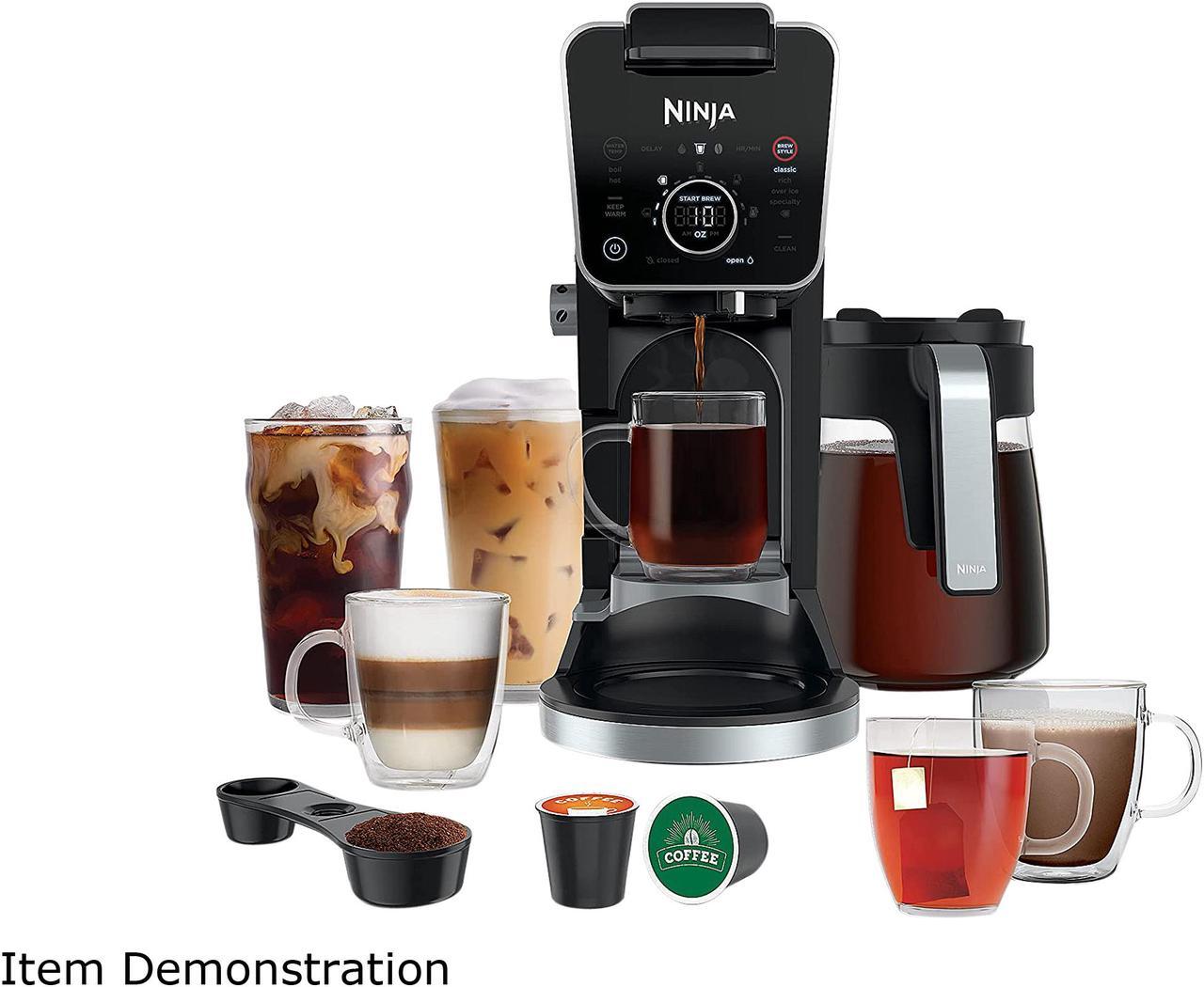 Ninja CFP301 DualBrew Pro Specialty 12-Cup Drip Maker with Glass Carafe, Single-Serve for Coffee Pods or Grounds, with 4 Brew Styles, Frother & Separate Hot Water System, Black