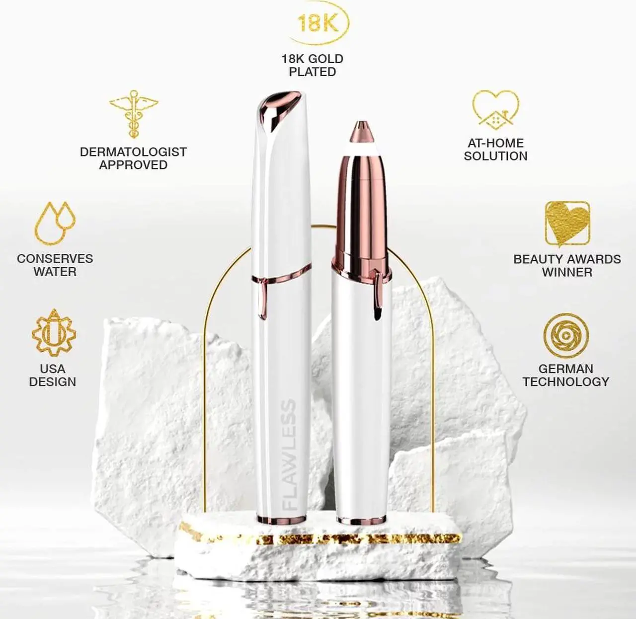Main image of Finishing Touch Flawless - Eyebrow Hair Electric Remover (White) with LED Light