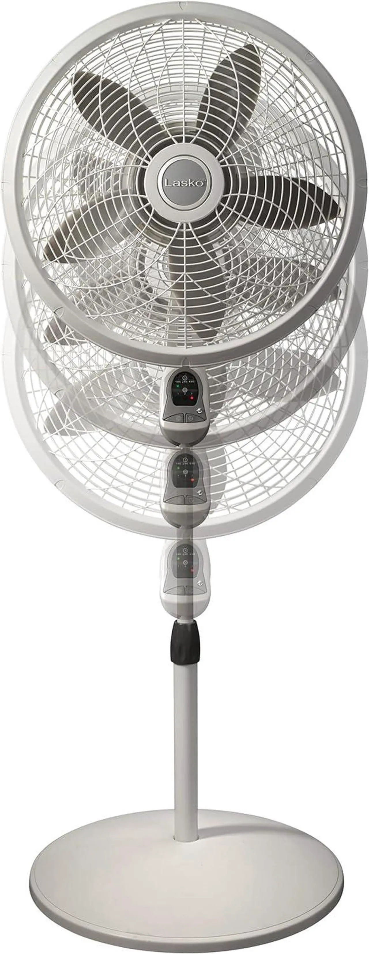 Alt view image 7 of 10 - Lasko Elegance and Performance Pedestal Stand Fan, 3-Speeds, 90 Degree Oscillation, Adjustable Height, Timer, Remote for Indoor, Bedroom, Living Room, Home Office, Dorm Use, 18 Inch, White, 1850