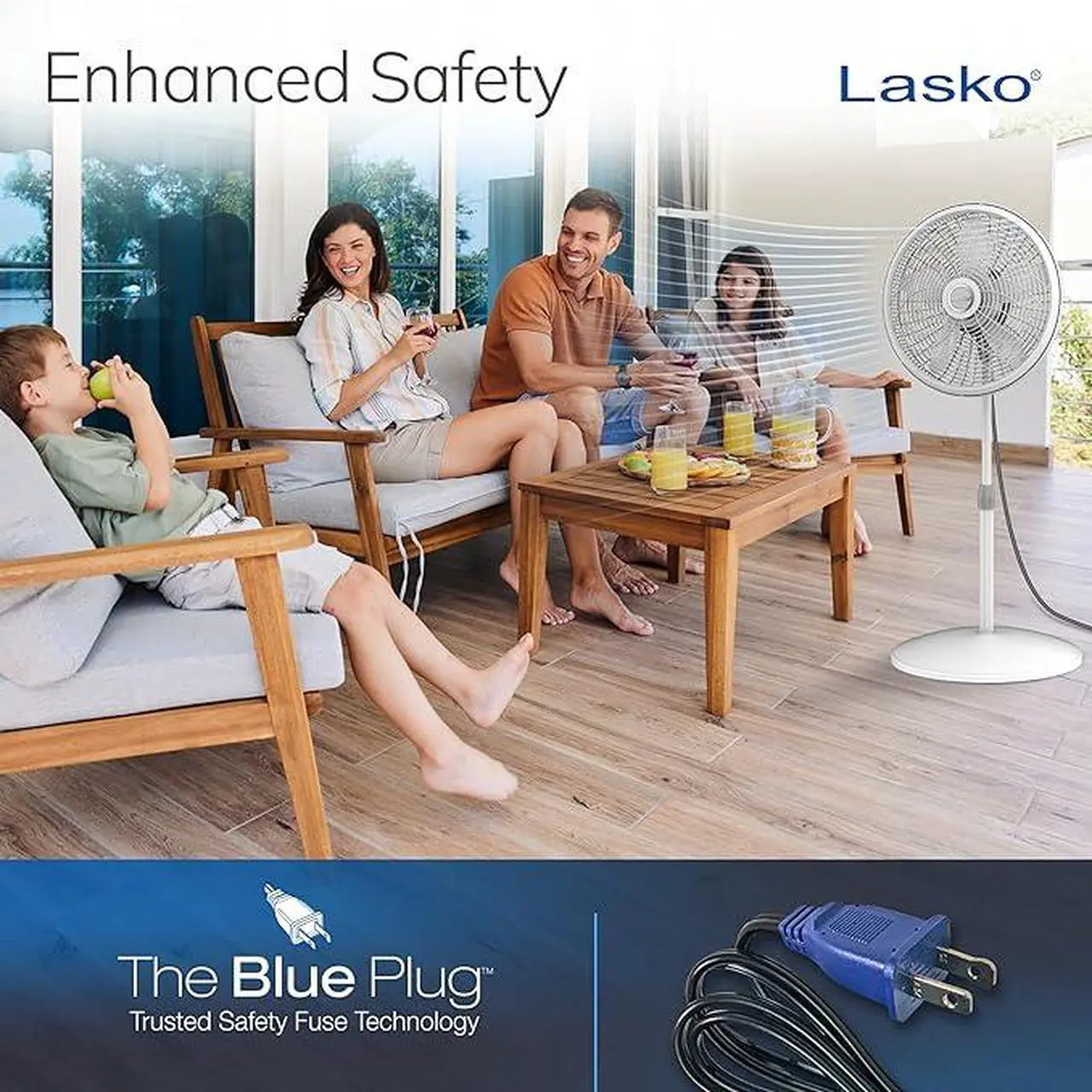 Alt view image 6 of 10 - Lasko Elegance and Performance Pedestal Stand Fan, 3-Speeds, 90 Degree Oscillation, Adjustable Height, Timer, Remote for Indoor, Bedroom, Living Room, Home Office, Dorm Use, 18 Inch, White, 1850
