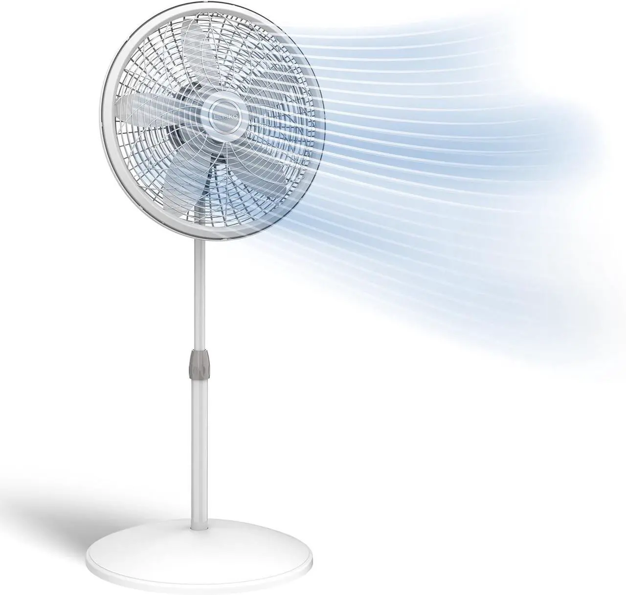 Main image of Lasko Elegance and Performance Pedestal Stand Fan, 3-Speeds, 90 Degree Oscillation, Adjustable Height, Timer, Remote for Indoor, Bedroom, Living Room, Home Office, Dorm Use, 18 Inch, White, 1850