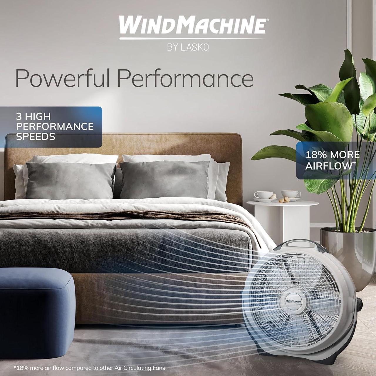Alt view image 3 of 7 - Lasko Wind Machine Fan, Air Circulator Fan with 3 Speeds, 20" Model 3300, Gray