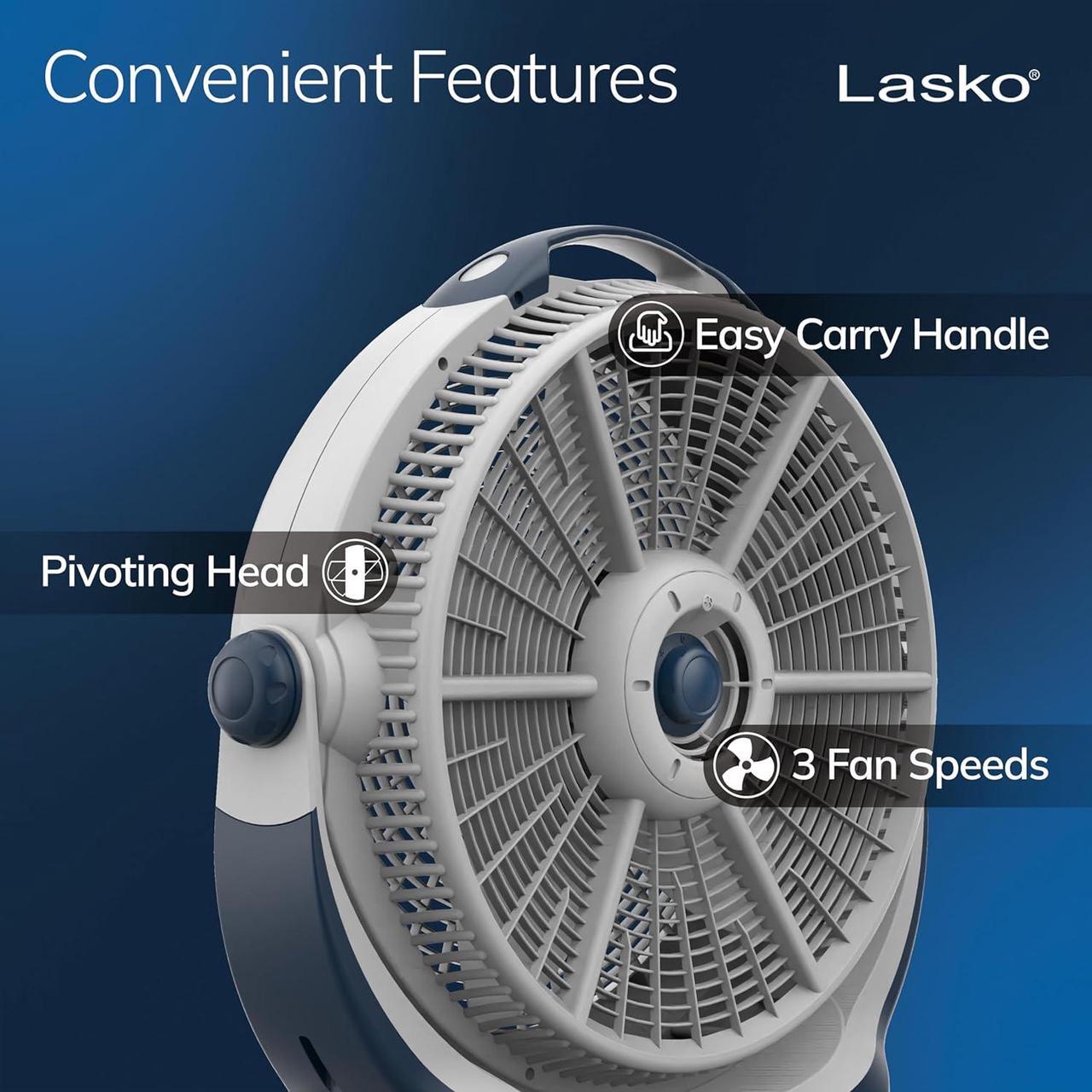 Alt view image 4 of 7 - Lasko Wind Machine Fan, Air Circulator Fan with 3 Speeds, 20" Model 3300, Gray