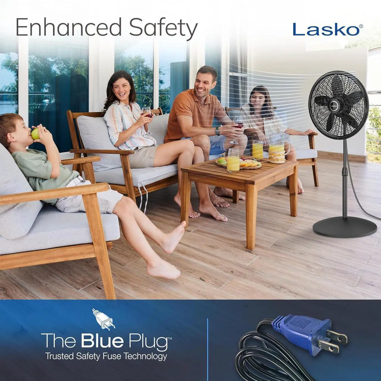 Alt view image 5 of 9 - Lasko 18" Oscillating Pedestal Fan with 3 Quiet Speeds, 1827, Black