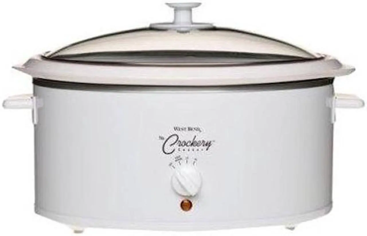 Main image of West Bend 84346 White 6 Qt. Oval Crockery Cooker