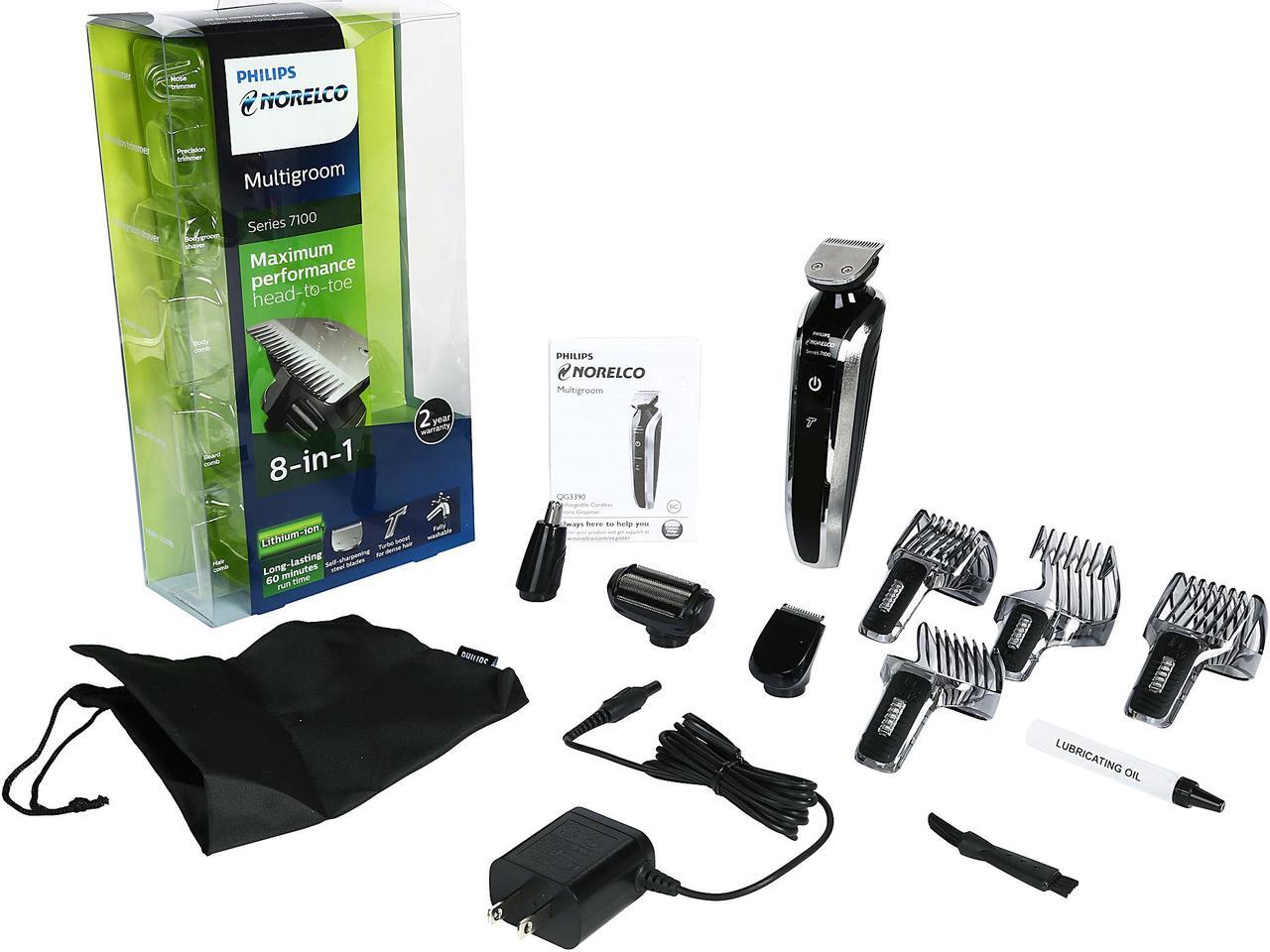 Alt view image 10 of 9 - Philips Norelco QG3390/49 Series 7100 8-in-1 Max Performance Head to Toe Grooming Kit