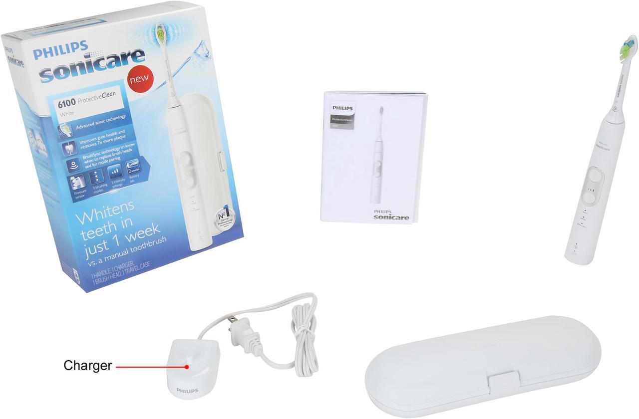 Alt view image 8 of 7 - Philips Sonicare ProtectiveClean 6100 Rechargeable Electric Power Toothbrush, White (HX6877/21)