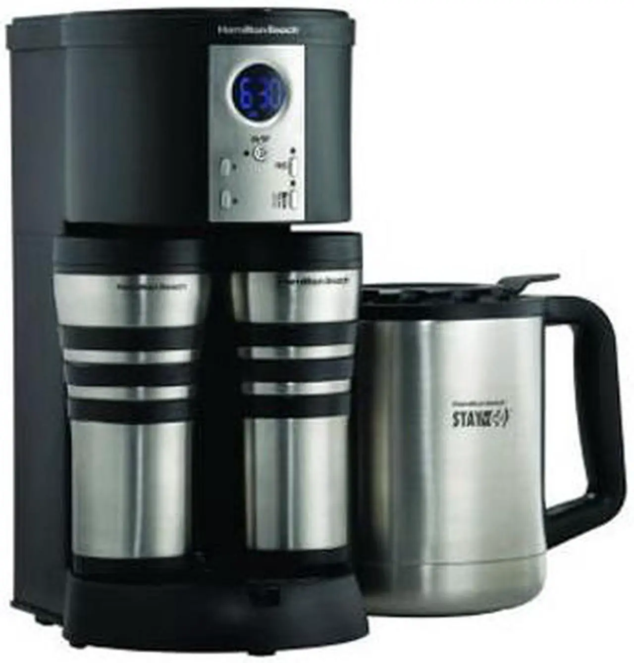 Alt view image 3 of 3 - Hamilton Beach 45237R Black Stay Or Go Digital Thermal Coffeemaker