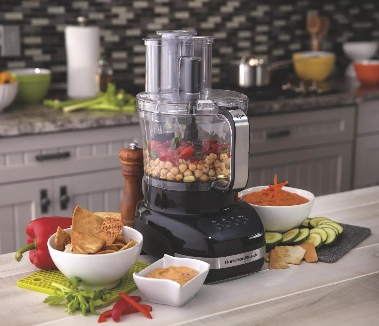 Alt view image 6 of 6 - Hamilton Beach 70580 Big Mouth Duo Plus 12 & 4 Cups Food Processor