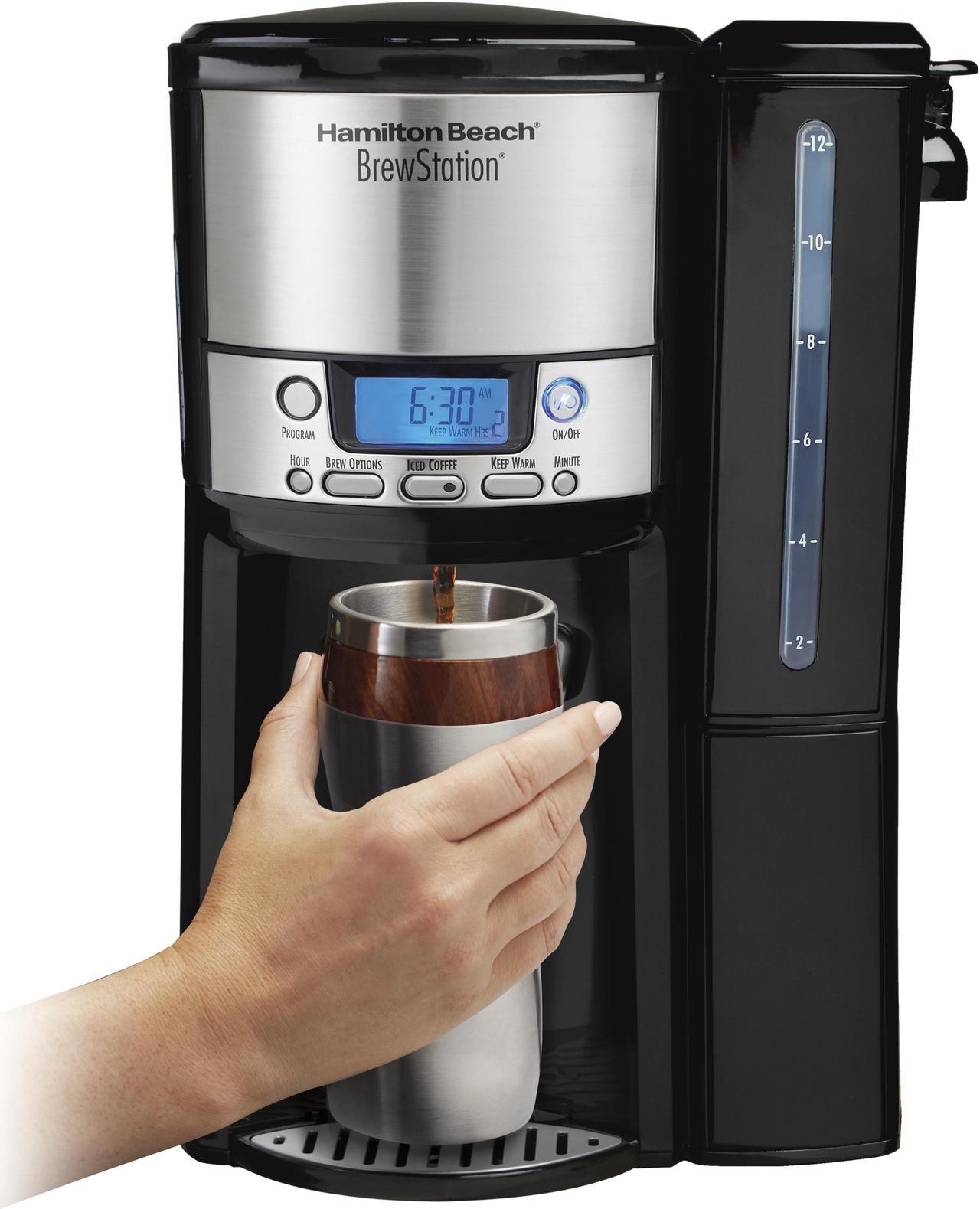 Alt view image 3 of 6 - Hamilton Beach 47900 Black Brew Station 12-Cup Dispensing Programmable Coffeemaker with Removable Water Reservoir