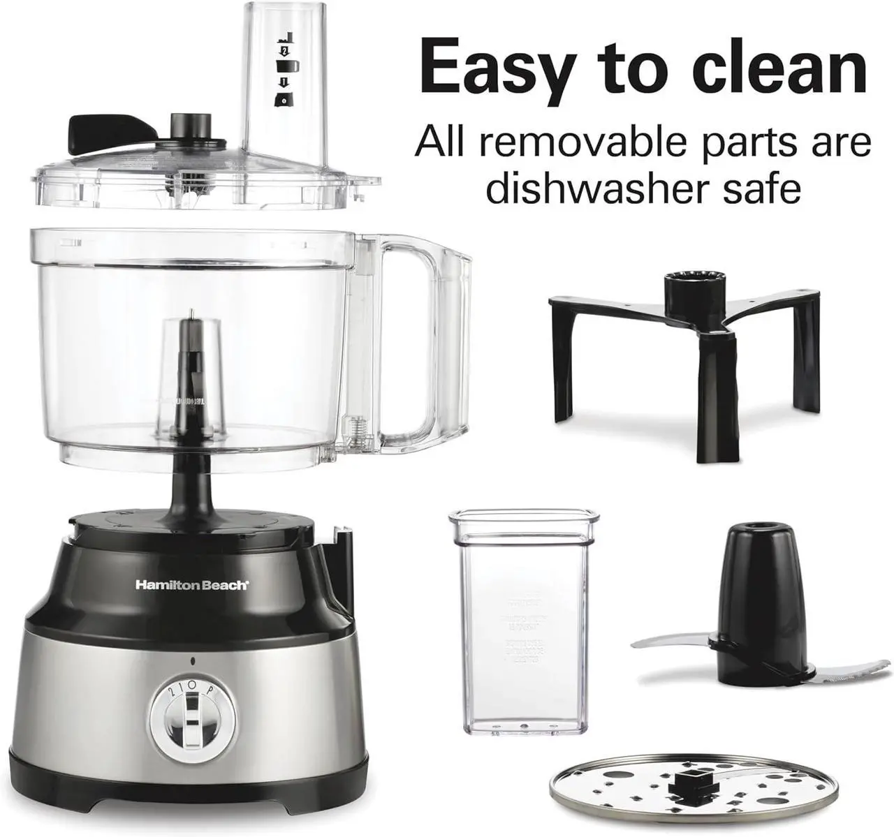 Alt view image 7 of 8 - Hamilton Beach Food Processor & Vegetable Chopper for Slicing, Shredding, Mincing, and Puree, 10 Cups + Easy Clean Bowl Scraper, Black and Stainless Steel (70730)