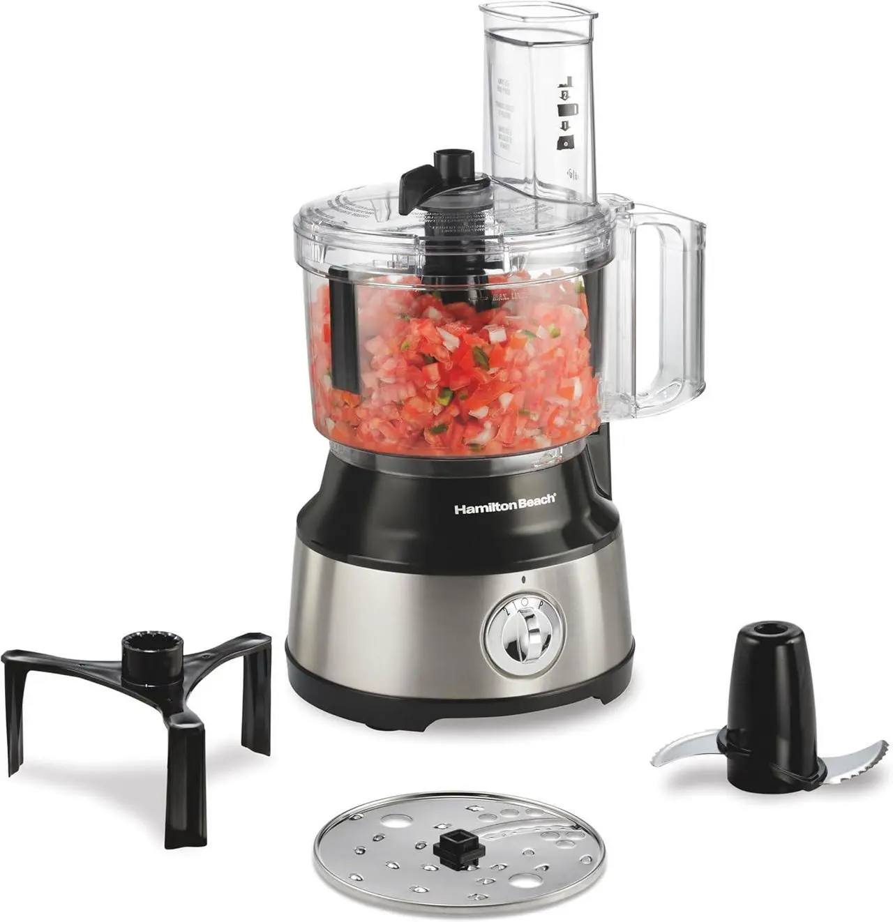 Main image of Hamilton Beach Food Processor & Vegetable Chopper for Slicing, Shredding, Mincing, and Puree, 10 Cups + Easy Clean Bowl Scraper, Black and Stainless Steel (70730)