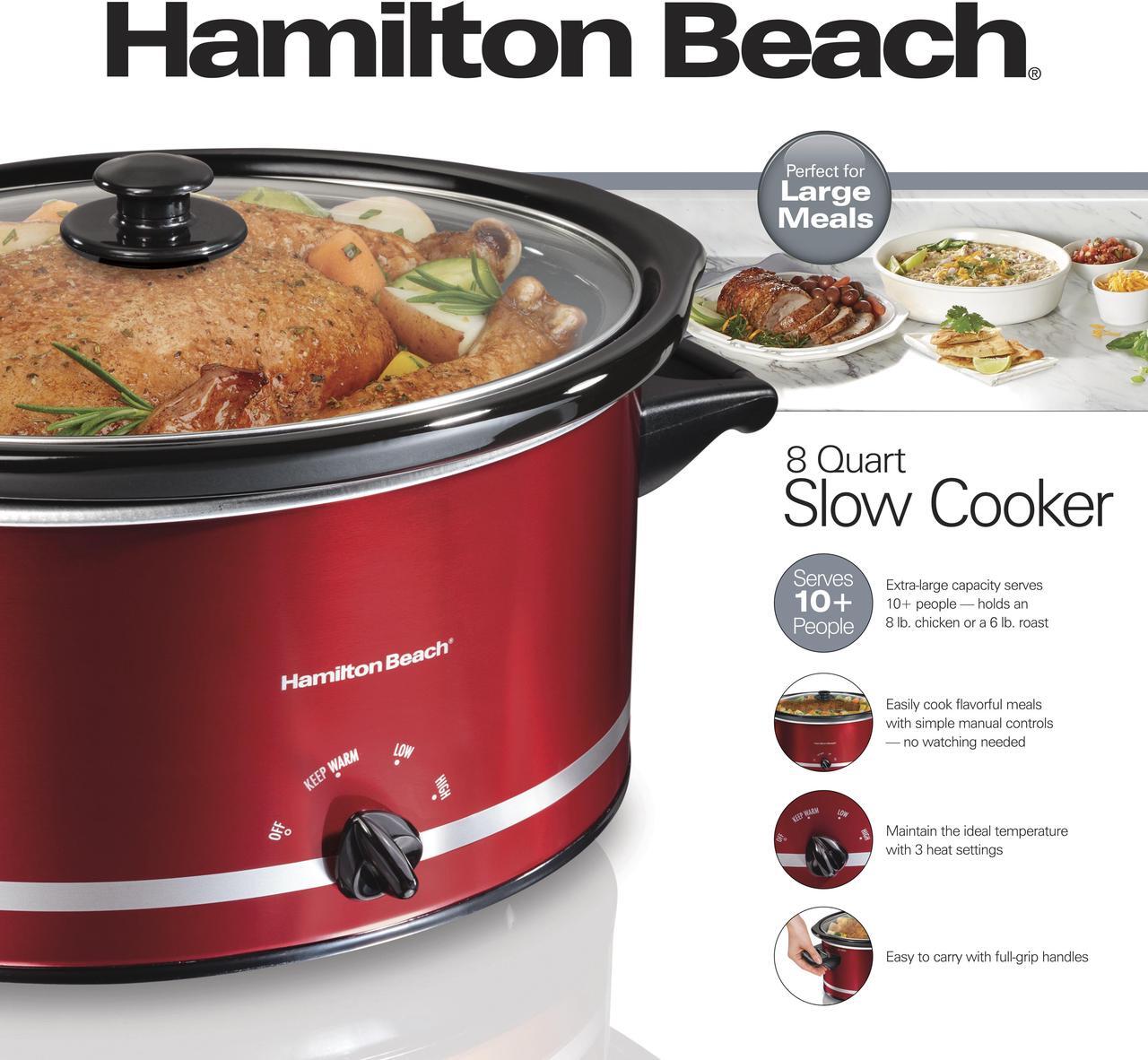 Alt view image 4 of 4 - Hamilton Beach 8 Quart Slow Cooker, 33184