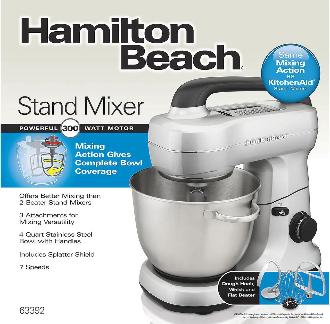Alt view image 5 of 12 - Hamilton Beach 63392G 7 Speed Stand Mixer Silver