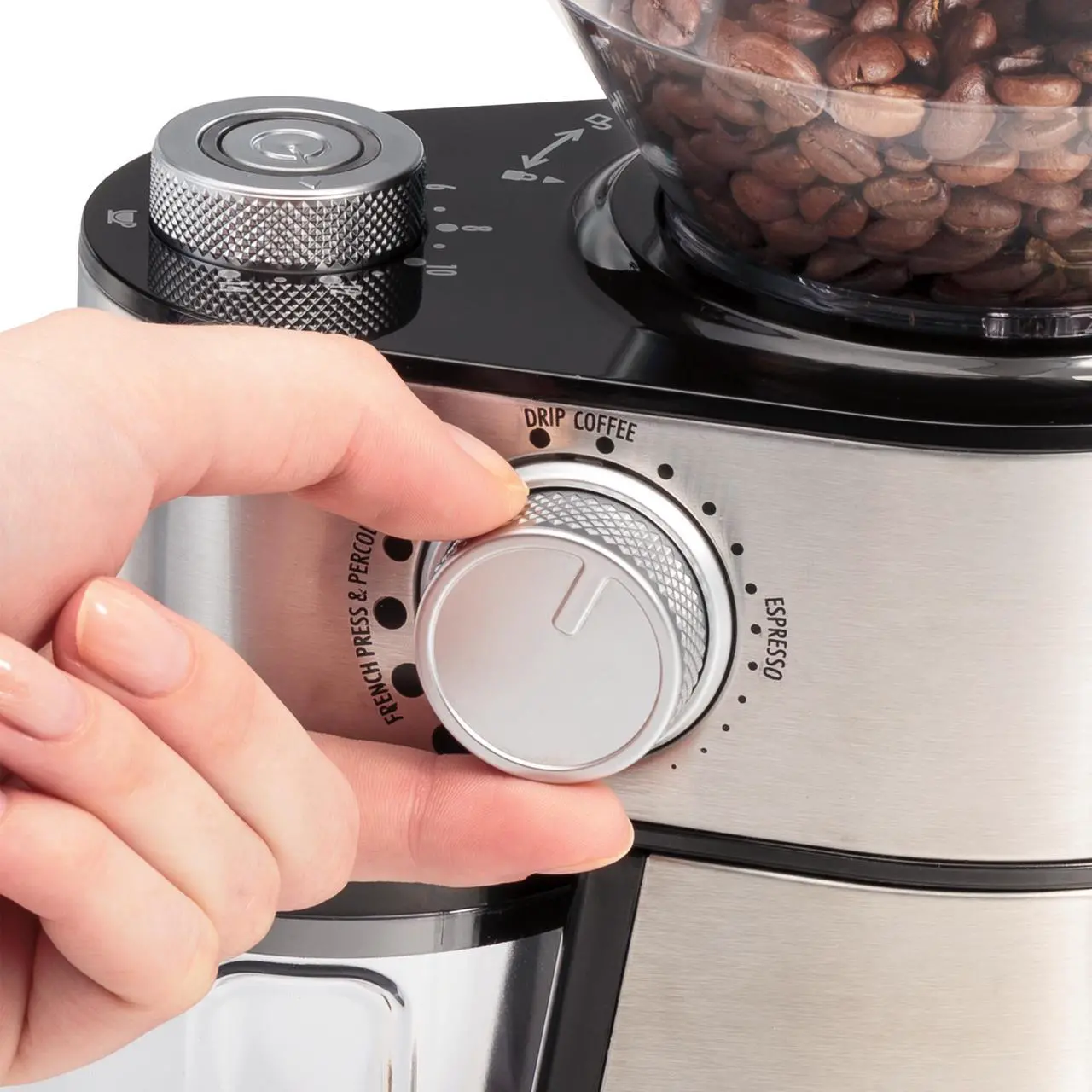Alt view image 6 of 8 - Hamilton Beach Burr Coffee Grinder, 80385