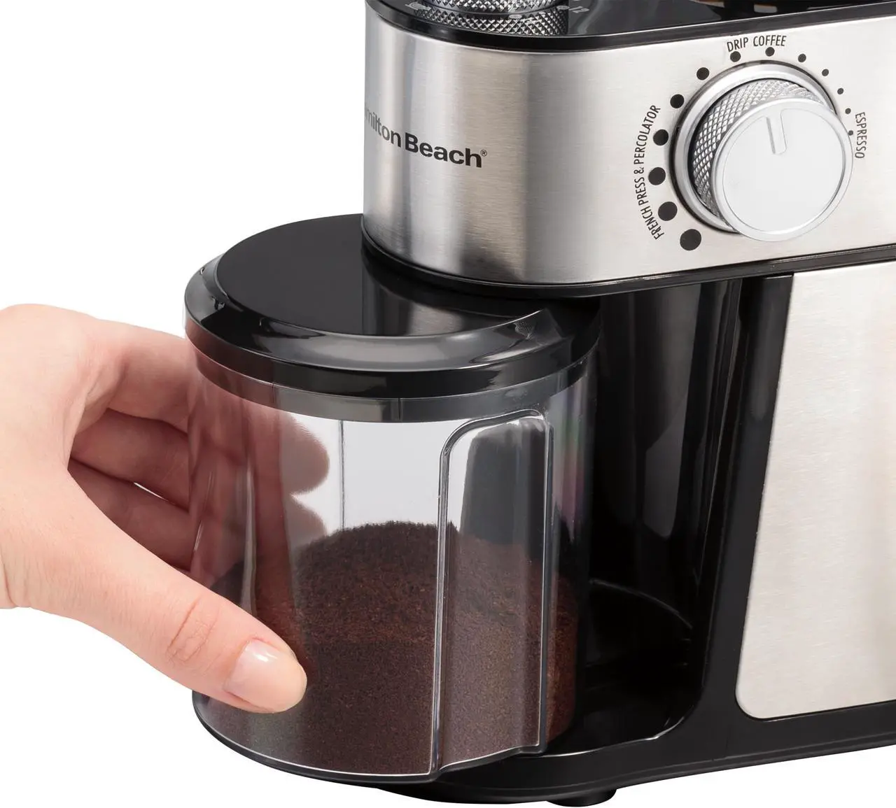 Alt view image 7 of 8 - Hamilton Beach Burr Coffee Grinder, 80385