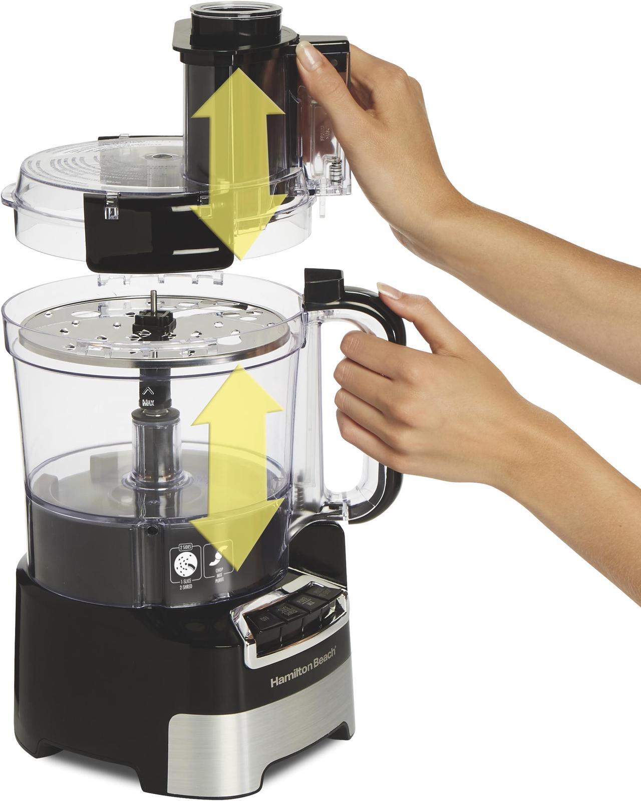 Alt view image 4 of 7 - Hamilton Beach 70723G Black & Stainless 10 Cup Stack & Snap Big Mouth Food Processor