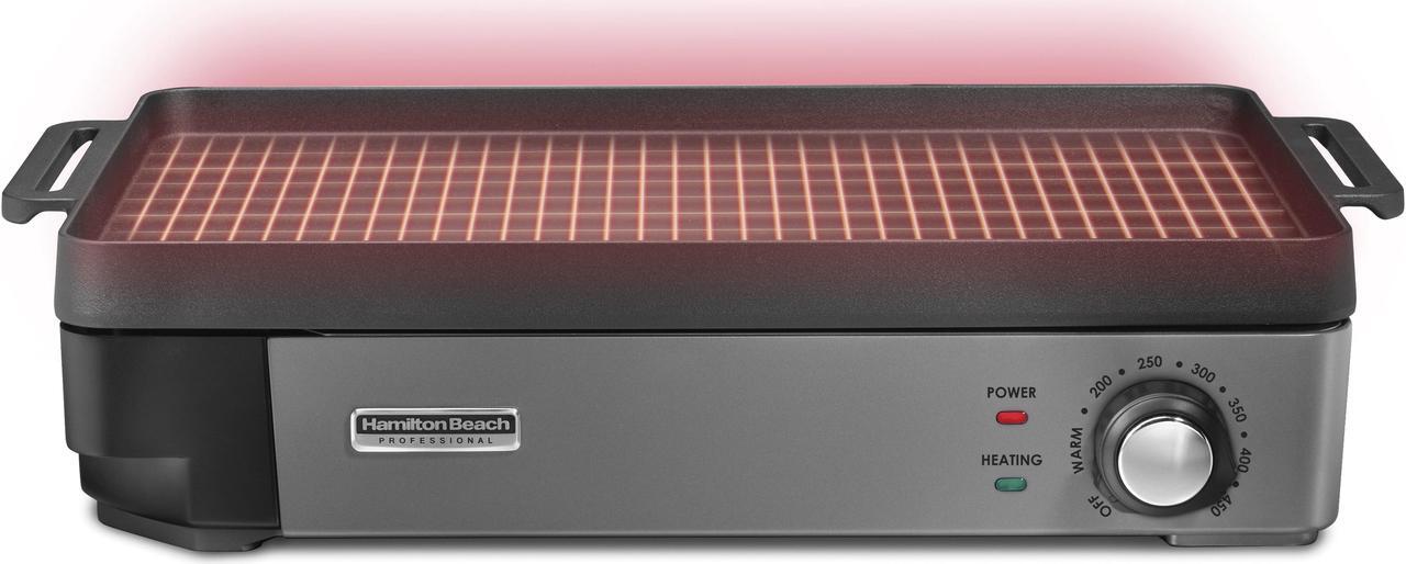 Alt view image 4 of 8 - Hamilton Beach 38560 Professional Cast Iron Electric Grill 10" x 16" with Removable Cooktop