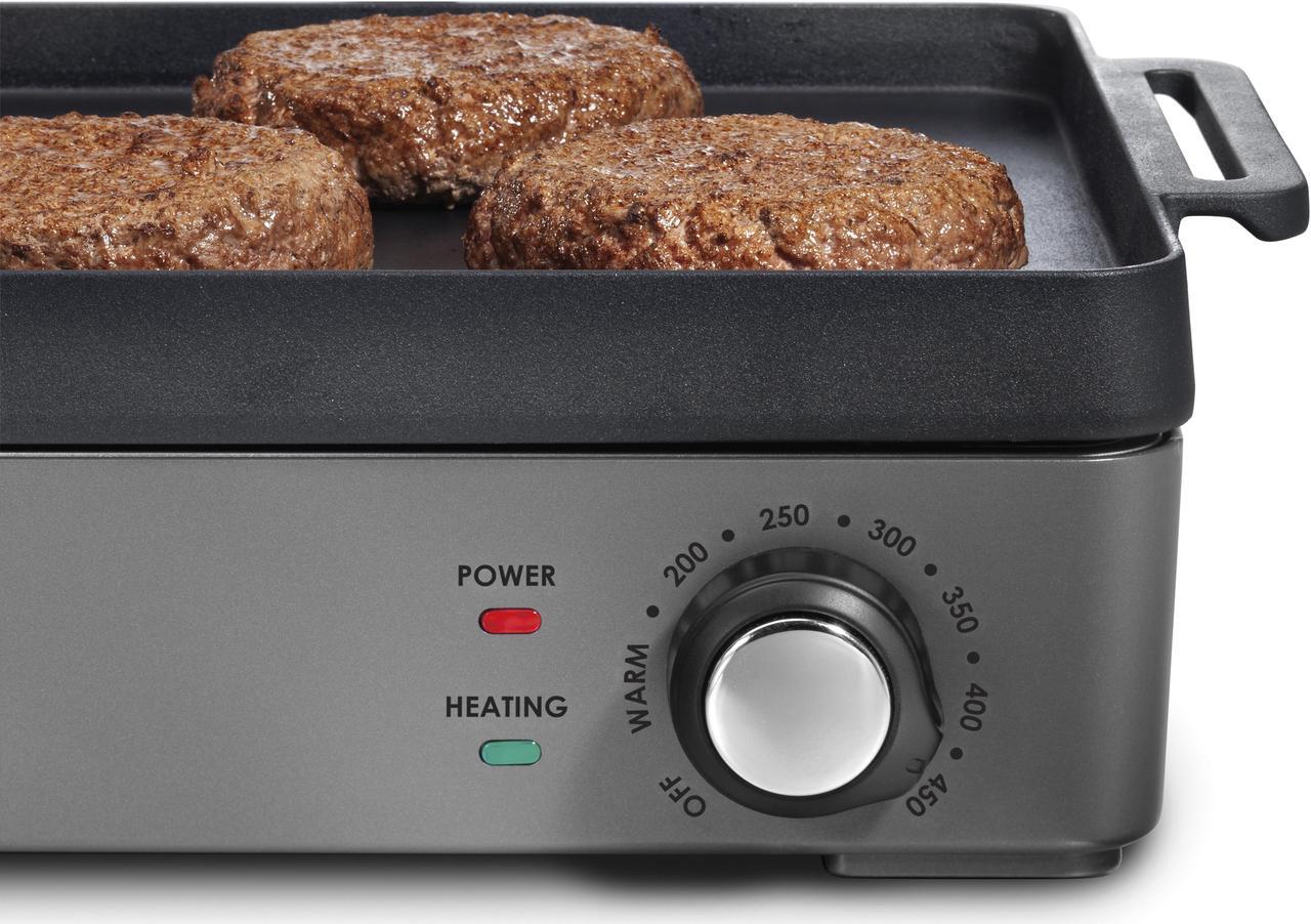 Alt view image 5 of 8 - Hamilton Beach 38560 Professional Cast Iron Electric Grill 10" x 16" with Removable Cooktop
