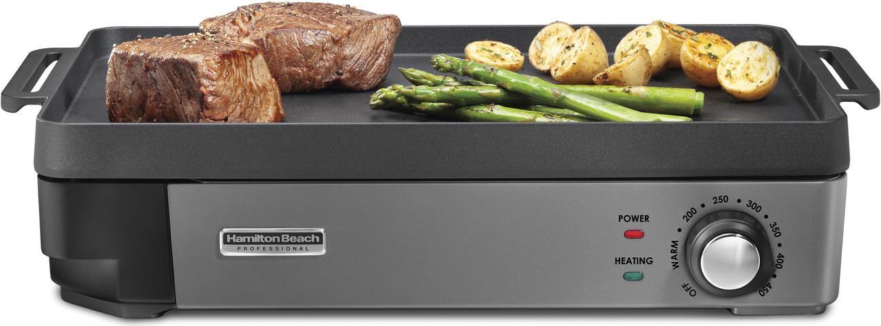 Alt view image 6 of 8 - Hamilton Beach 38560 Professional Cast Iron Electric Grill 10" x 16" with Removable Cooktop