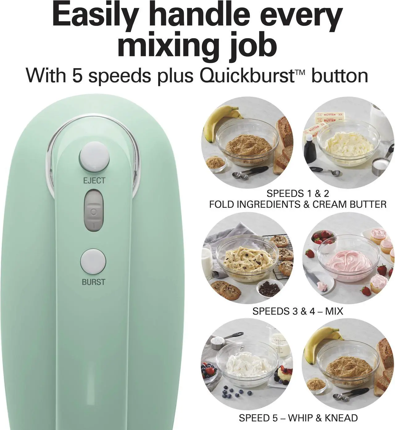 Alt view image 3 of 8 - Hamilton Beach® 5 Speed Hand Mixer with SmartBoost™ Technology