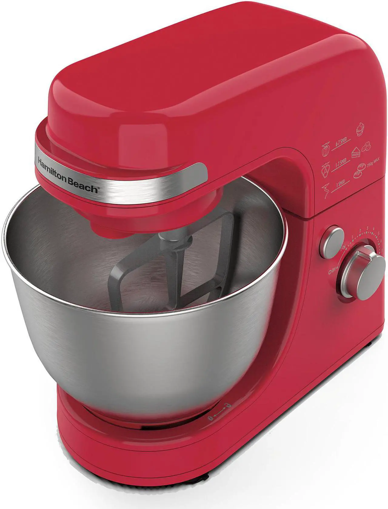 Alt view image 2 of 5 - Hamilton Beach 63389G Stand Mixer 7 Speeds 4 Quart Capacity Red