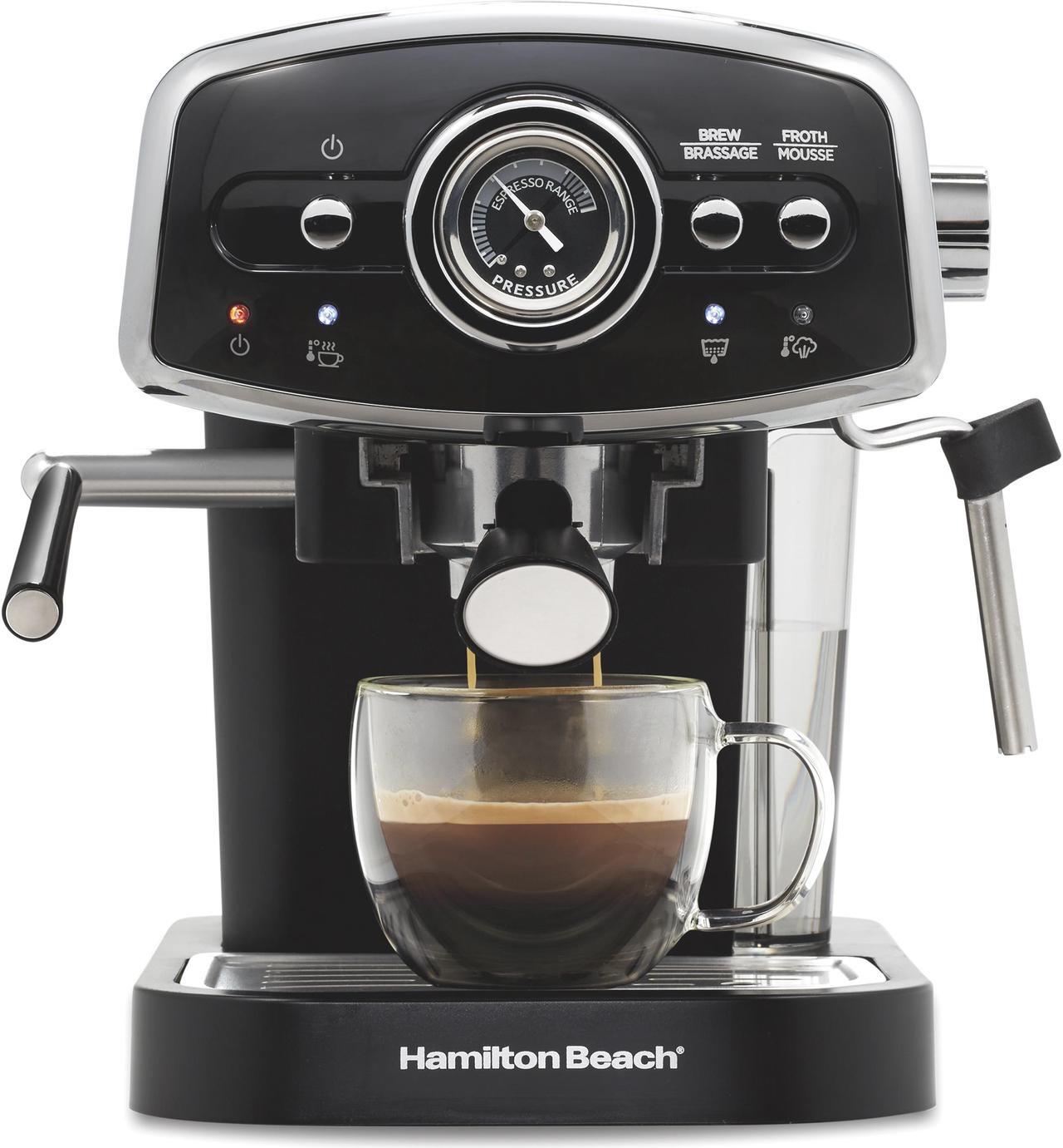 Main image of Hamilton Beach Slide & Lock™ Espresso Maker w/ Milk Steam Wand